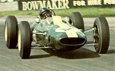 Jim Clark driving the first Lotus Grand Prix car to be endowed with a monocoque chassis, the Mk 25
