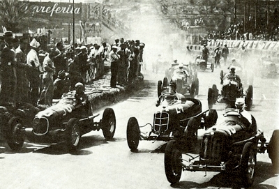 Various Maserati 4CM and 6CM racers pictured at a race meeting circa 1937