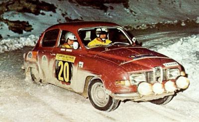 Hakan Lindberg in a 1970 rally event in his SAAB 96