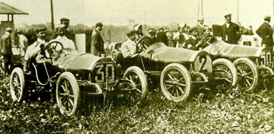 The Victorious Martini team just prior to the GP Des Voiturettes in 1908