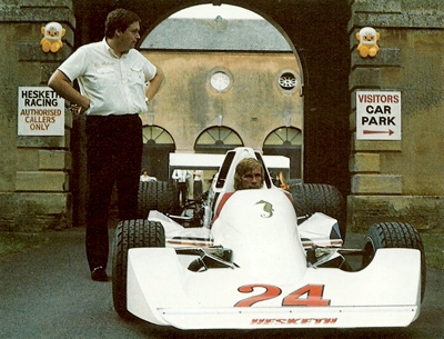 Lord Hesketh and James Hunt with the 1975 Hesketh 308C
