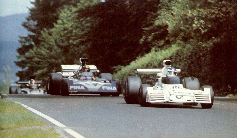 Carlos Reutemann, Carlos Pace and Emmerson Fittipaldi on the Nurburgring